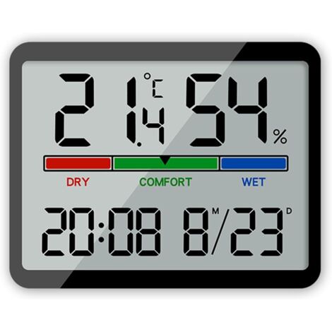 Horloge numérique de salle de bain avec alarme, température horloge murale magnétique pour support de réfrigérateur et trous de suspension pour salle de bain, cuisine, minuteur, thermomètre (1/5)