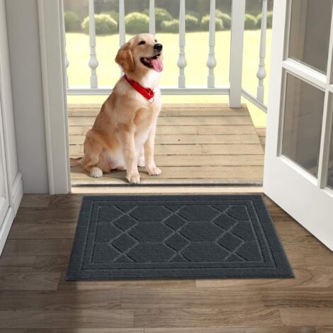 Paillasson Intérieur Ultra Fin 40x60cm Gris Foncé - Antidérapant, Absorbant Et Lavable