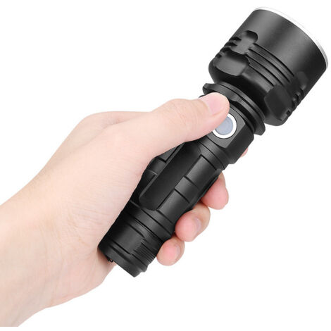 Lampe Torche LED Ultra Puissante 5000 lumens, XHP50 LED Torche Tactique Ultra Puissante Militaire Lampe de Poche Zoomable Torche USB pour Ménage, La Randonnée, D'urgence (1/5)