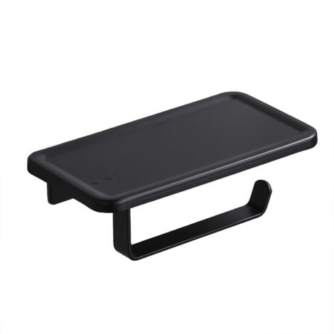 Porte-papier toilette mural support en aluminium sans perçage porte-papier toilette autocollant avec plateau pour salle de bain et cuisine, 2 pièces (1/2)