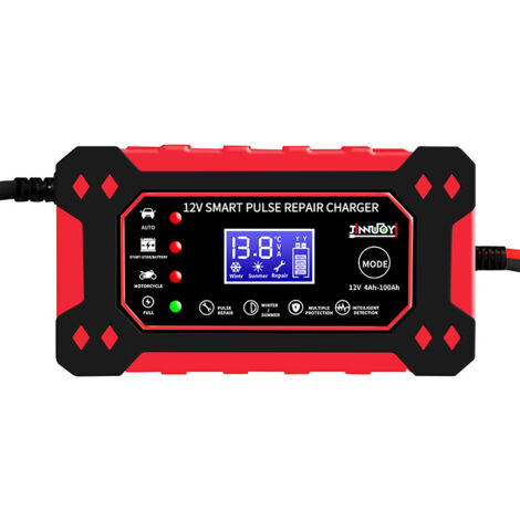 12V6A Chargeur de Batterie,Chargeur Batterie Moto Mainteneur avec Automatique Réparation Fonction avec Écran LCD,Chargeur Moto pour Voiture Moto Camion, AGM,Gel,SLA (4Ah-100Ah) (1/5)