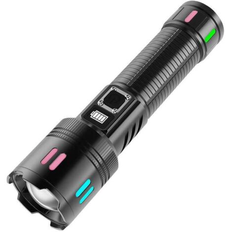 ampe Torche LED Ultra Puissante 500000 Lumens, Lampe de Poche Rechargeable USB-C, Lampe Torche Haute Puissance Longue Portée 5 Modes Zoomable Torches IPX7 pour Camping Randonnée Urgences (1/5)