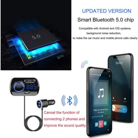 Transmetteur FM Bluetooth pour Voiture, Récepteur Radio De Voiture/Adaptateur Audio avec Chargeur De Voiture Double, Prise en Charge Double Lumières Transmetteur FM Bluetooth pour Voiture, Récepteur Radio De Voiture/Adaptateur Audio avec Chargeur De Voiture Double, Prise en Charge Double Lumières