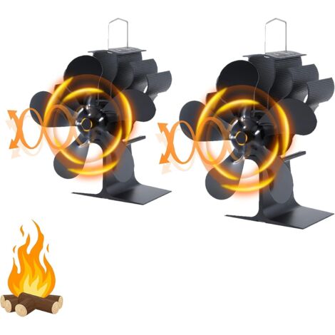 Lot de 2 ventilateurs de poêle à bois, 5 pales, ventilateur à bois, ventilateur de cheminée silencieux et économique, accessoires de brûleur à bois, pour poêle à bois (1/5)