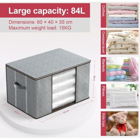 Lot De 4 Sacs De Rangement Extra Larges 74x33x38 Cm – Ultra Résistants Oxford 600D Avec Fermeture Éclair & Poignées Renforcées – Idéal Déménagement & Stockage