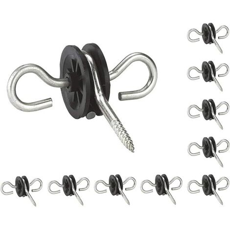 10X Isolateur de Clôture électrique, Robuste Galvanisés à Double Crochet Isolateurs de Poignée de Porte de Clôture électrique pour Barrières de Pâturage Field Guardian