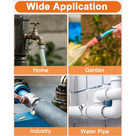 Swpeet 100Pcs 100 Pièces 8 Tailles 6-38mm Collier De Serrage Réglables, Colliers De Serrage En Acier Inoxydable, Tuyau Clips, Tuyau Clips Réglable,pour Tuyau D'eau, Plomberie, Automobile Et Mécanique