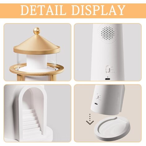 Phare Décoratif Avec Projecteur De Lune – APP, Bluetooth, Recharge Sans Fil – Veilleuse Projection Lune/galaxie – Décoration Ambiance