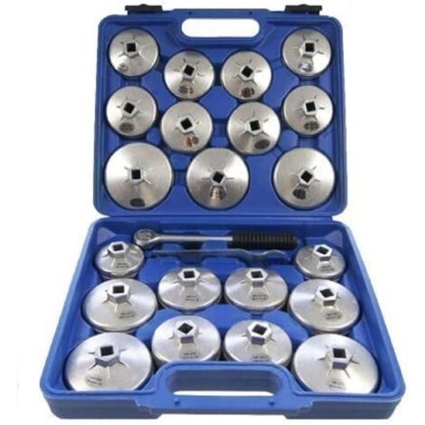 Lot de 23 Clés à Filtre à Huile, 1/2" Hexagonal 65-101 mm Outil de Retrait de Douille de Filtre à Huile en Aluminium pour Réparation Automobile de Garage avec étui de Rangement (1/5)