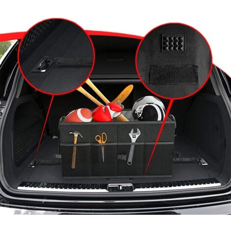 Organiseur De Coffre De Voiture Pliable ELAORY - Compartiments Multiples, Sangles Réglables, Gris - Pour Rangement Courses, Sport, Voyage