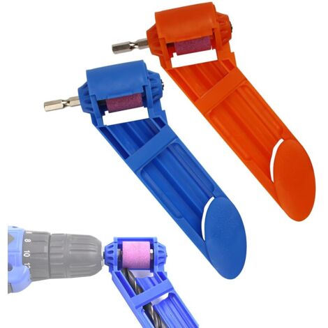 2 Pcs Foret Aiguiseur Foret,Aiguiseur de Forets en Corindon,Outil D'AffûTage de Foret Portable, Fait de Plastique ABS de Haute Qualité et de Meule en Corindon Brun,de Haute Dureté(Bleu,Orange) (1/5)