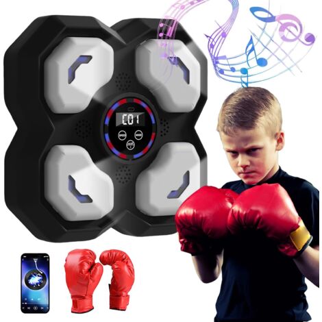 Machine De Boxe Musicale Enfant 2024 – LED, 9 Vitesses, Bluetooth, Cible Murale Avec Gants