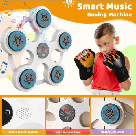 Machine De Boxe Musicale Intelligente Avec Gants - Bluetooth LED 9 Vitesses 9 Modes - Entraînement Mural