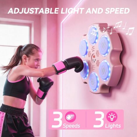 VXVMN Machine De Boxe Musicale Intelligente Bluetooth – Murale Avec Gants, 3 Modes (boxe/rythme/versus), LED, Vitesse Réglable