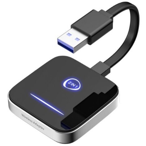 Adaptateur voiture sans fil CarPlay et Android Auto avec WiFi double bande 2.4GHz + 5GHz stable et Bluetooth 5.0, pour Apple applicable aux voitures après 2016 et téléphone avec Android11+/ iOS10+(Noi