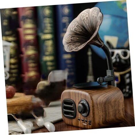 Yadoo Haut-Parleur Bluetooth, Gramophone Vintage Portatif, Tourne-disques Vinyle Avec Platine Disque, Phonographe Rétro Pour Tablette De Téléphone