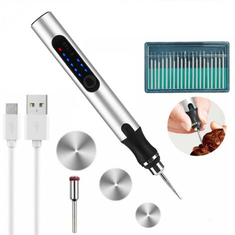 Stylo graveur électrique, outil de gravure, mini outil de gravure DIY, pour fournitures de bricolage, papeterie, école, bijoux, métal, verre, pierre, plastique, bois (1/5)