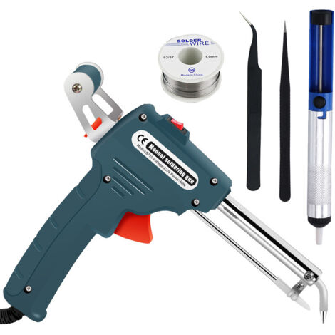 Fer à Souder Kit de Soudage Electrique, 60W Pistolet à Souder Outil de Soudage à Une Main Fil à Souder et Pompe à Dessouder pour L'électronique et Les Réparations, Fer à Souder Etain Pour Bijoux