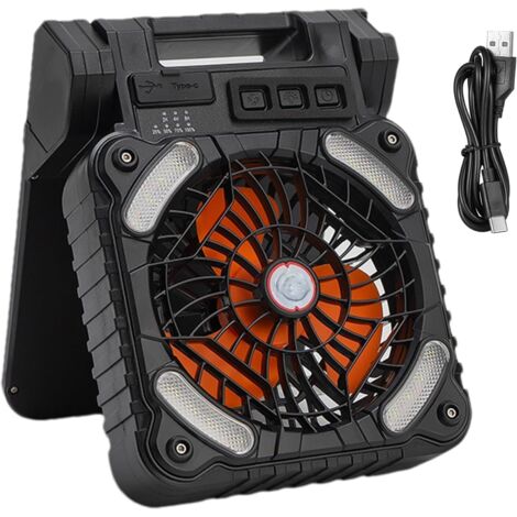 Ventilateur solaire portable pour camping, ventilateur d'extérieur portable, 10 000 mAh, 4 vitesses de vent et 3 niveaux de luminosité. (1/3)