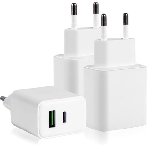 Chargeur USB-C 3 ports 25 W, adaptateur secteur pour iPhone, Samsung, Huawei, Xiaomi, Oppo, chargeur rapide pour téléphone portable (1/5)