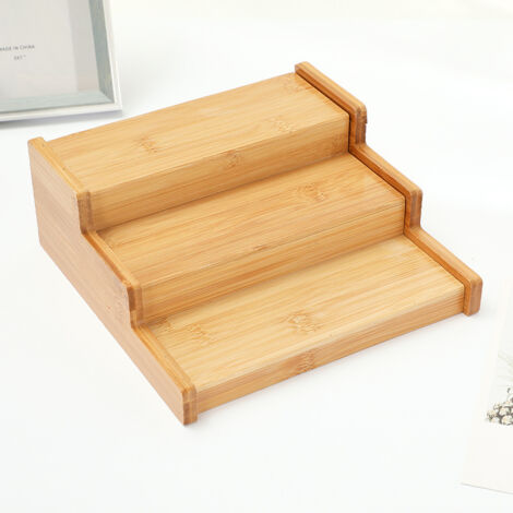 Étagère à épices en bambou naturel, 3 étagères, extensible, aspect naturel, humidité (1/5)