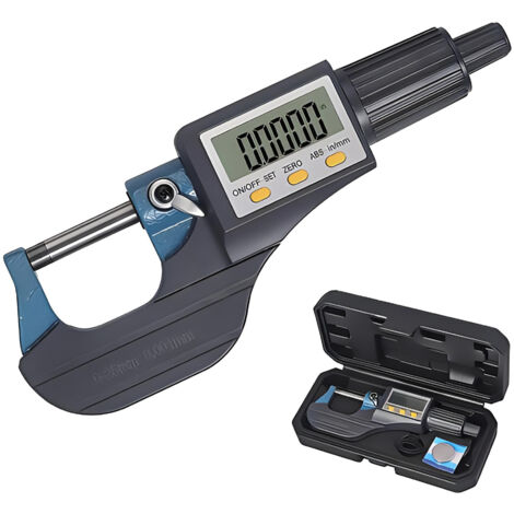 Micromètre numérique, plage (0-25 mm) / (25-50 mm) / (50-75 mm) / (75-100 mm), micromètre à faible erreur de résolution de 0,001 mm, micromètre avec épaisseur d'alliage chromé (0-25 mm)
