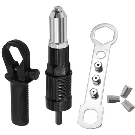 Adaptateur Riveteuse, Kit d'adaptateur de Pistolet à Riveter pour Perceuse électrique sans Fil, Pistolet à Riveter électrique Rivetage Outil (1/5)
