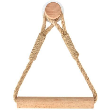 Auto Adhésif Support pour Rouleau de Papier Toilette, Porte-Papier Salle de Bain Support de Rouleau de Serviette Toilette Corde en Bois Anneau De Serviette Rustic(2 pièces) (1/5)