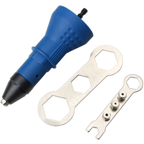 Pistolet à rivet pour perceuse sans fil électrique - Outil de rivetage sans fil - Adaptateur d'écrou - Avec 3 têtes convertibles (1/5)