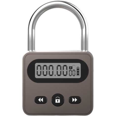 Serrure à minuterie en métal, acier inoxydable, multifonction, cadenas intelligent, rétroéclairage, 999 heures max. de temporisation pour prévenir les dépendances et les mauvaises habitudes, bronze (1/5)