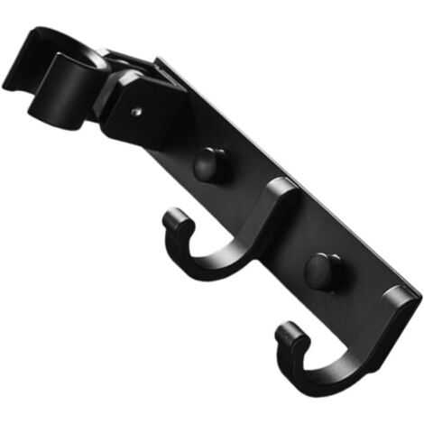 Lot de 2 supports de douche à main, organisateur pour ustensiles de salle de bain, crochet mural pour salle de bain, crochet noir pour manteau, support mural pour pommeau de douche, aluminium noir (1/5)