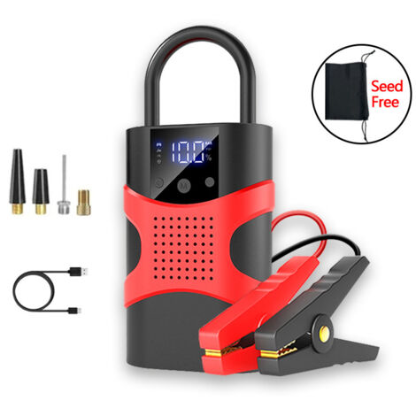 Booster Batterie Voiture avec Compresseur,1800A Booster Batterie Moto/Auto (Jusqu’à 8,5L Gaz ou 7,0 L Diesel) 14800mah Demarreur Batterie Voiture avec Gonfleur 150 PSI, Grand LED Jump Starter (1/5)