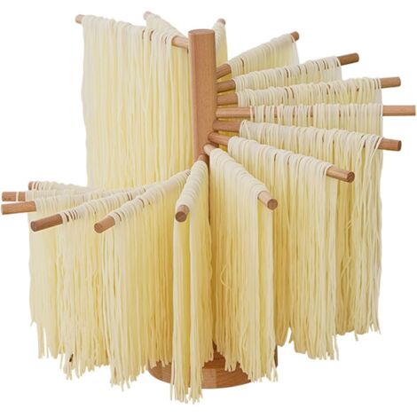 Rack de séchoir de pâtes, porte-séchage de pâtes, porte-séchage en bois pliable pour nouilles pour spaghetti maison installée rapide. (1/4)
