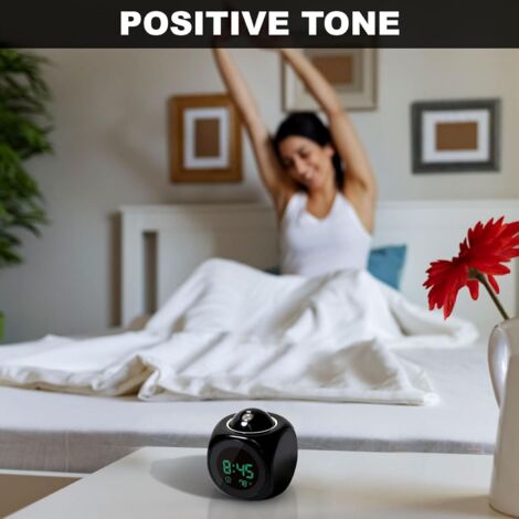 Topyond Horloge à projection LED avec thermomètre, réveil numérique pour chambre à coucher, hygromètre et prévisions météo, réveil à projection pour