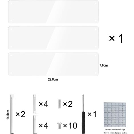 Vitrine Acrylique 3 étages Pour Figurines - Montage Mural, Dimensions 37x13x26 Cm