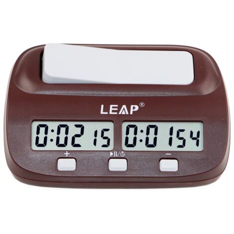 Horloge D'échecs Numérique Leap – Avec Retard Et Bonus, Jusqu'à 10h, écran LCD, Effet Bois, Pour Jeux De Société