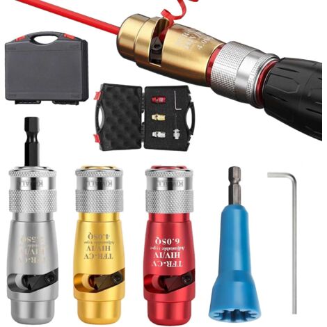 Ensemble d'outils à dénuder portable pour perceuse – Dénudeur automatique avec mâchoires tranchantes – Longueur réglable 10-33mm – Alliage aluminium (1/5)