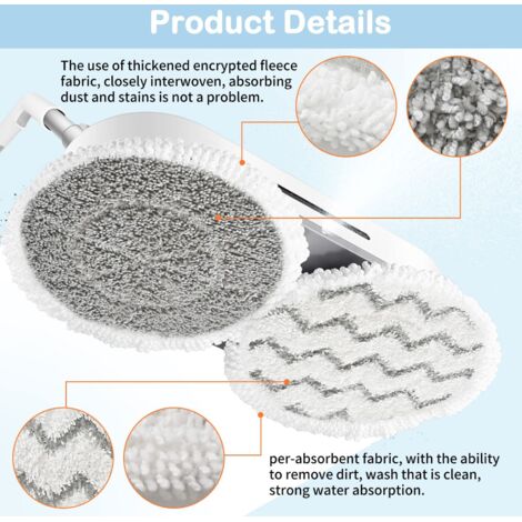 Iuhtrb Lot De 2 Tampons Microfibre Pour Balai Vapeur GorFanty GF6610B NE033 - Rechange Réutilisables