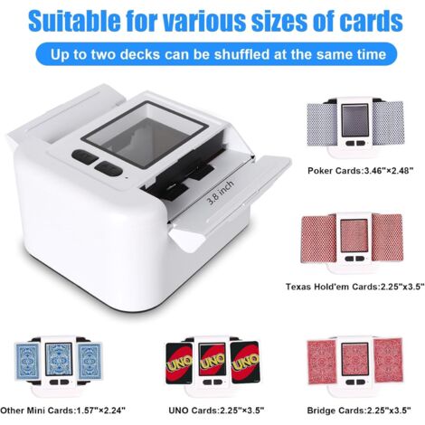 Mélangeur Cartes Automatique Électronique 1-2 Jeux, USB Rechargeable 2000mAh, Pour UNO, Poker, Blackjack Label YYV - Bricolage