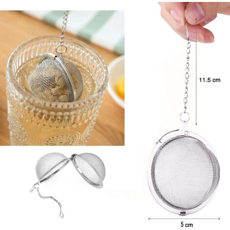 Lot de 2 boules à thé en maille d'acier inoxydable, infuseur à thé en maille extra fine pour thé en vrac, filtre à thé (OD max : 8,5 cm