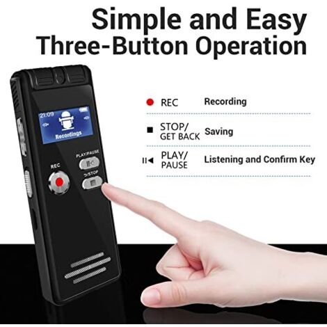 Enregistreur Vocal Numérique 136 Go Tonnlog - Activation Vocale, USB-C, Longue Autonomie