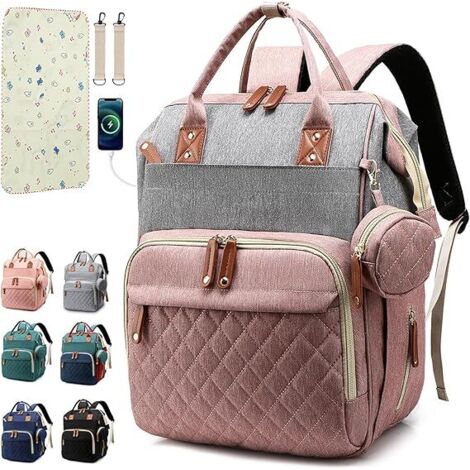 Sac à Langer Sourire D'Éveil - Sac à Dos Multifonction Avec Lit Portable, Matelas, Poche Isotherme Et USB - Grande Capacité