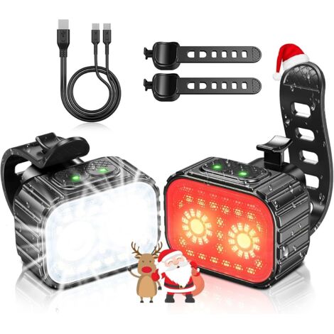 Lumiere Velo LED, Rechargeable Lamp Vélo Ultra Lumineux pour Cyclysme, Éclairage Velo Avant et Arrière Étanche IPX6 et 8/12 Modes, Largement Utilisé avec Sangles Extensibles 120-200mm (1/5)