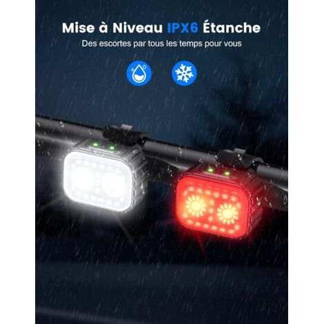 Lampe Velo 6 Led Ultra Puissantes 6400Mah Eclairage Velo Rechargeable Usb C Lumiere Velo Avant Et Arriere, Feu Arrière Vélo Rouge - Sport Lampe Velo 6 Led Ultra Puissantes 6400Mah Eclairage Velo Rechargeable Usb C Lumiere Velo Avant Et Arriere, Feu Arrière Vélo Rouge - Sport