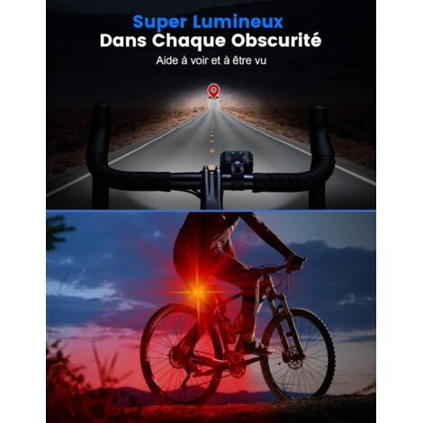 Lumiere Velo Ultra Lumineux – 1500 Lumens, 6+6 Modes, IPX6 Étanche, Batterie 2000 MAh, USB-C – Lampe Avant Et Arrière – Idéal Route Et VTT