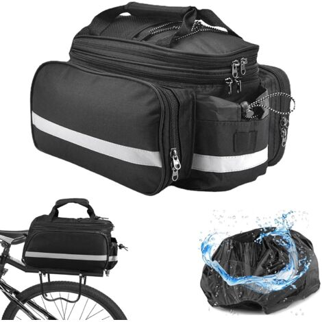 Sacoche Velo Porte Bagage Arriere Sac de Cadre Velo 3 en 1 25L Étanche Sacoche Vélo avec Couvercle de Pluie Sac Velo Electrique Arrière pour Vélo/VTT Bicyclette Outdoor Voyage (Noir)