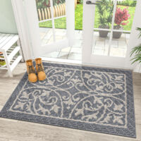 Tapis d'entrée intérieur 50 x 80 cm – Tapis absorbant antidérapant – Lavable en machine – Gris clair