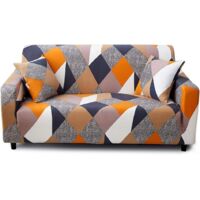 Housse de canapé extensible 3 places – Tissu 92% polyester – Lavable en machine – Accoudoirs inclus – Cylindres antidérapants