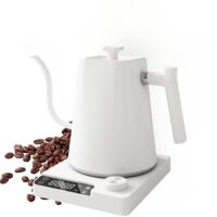 Applicable Bouilloire électrique col de cygne 1 L pour café et thé, ébullition rapide, bouilloire 1200 W, chaudière à eau en acier inoxydable, contrôle de la température (white)