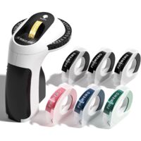 Etiqueteuse Autocollantes,Machine à Étiquettes en Relief, E975 Mini imprimante Etiquette avec 6 Rubans,Portative Étiqueteuse 3D Embossing Label Maker pour Maison,Cuisine,Bureau,Cadeau DIY